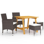 Tuinset 5-delig acaciahout PE-rattan bruin