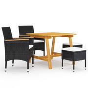 Tuinset 5-delig massief acaciahout PE-rattan zwart