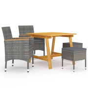Tuinset 5-delig acaciahout PE-rattan grijs