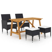 Tuinset 5-delig acaciahout PE-rattan zwart