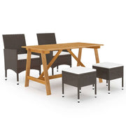 Tuinset 5-delig acaciahout bruin 140x70 cm