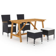 Tuinset 5-delig acaciahout PE-rattan zwart