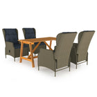 Tuinset 5-delig massief acaciahout PE-rattan bruin