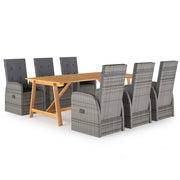 Tuinset 7-delig grijs met houten tafelblad
