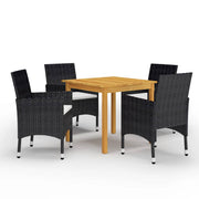 Tuinset 5-delig acaciahout PE rattan zwart