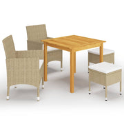 Tuinset 5-delig acaciahout PE-rattan beige