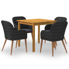 Tuinset 5-delig acaciahout PE-rattan zwart