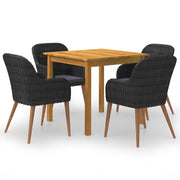 Tuinset 5-delig acaciahout PE-rattan zwart