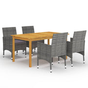 Tuinset 5-delig acaciahout PE-rattan grijs