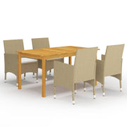 Tuinset 5-delig acaciahout PE-rattan beige