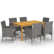 Tuinset 7-delig acaciahout PE-rattan grijs
