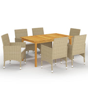 Tuinset 7-delig acaciahout massief beige
