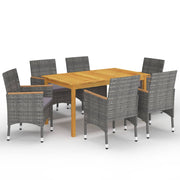 Tuinset 7-delig acaciahout PE-rattan grijs