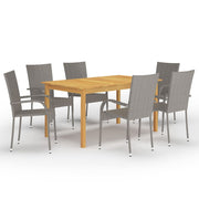 Tuinset 7-delig acaciahout PE-rattan grijs