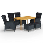 Tuinset 7-delig donkergrijs acaciahout PE-rattan