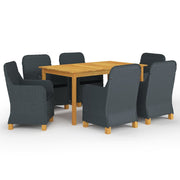 Tuinset 7-delig acaciahout PE-rattan donkergrijs