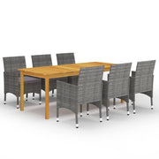 Tuinset 7-delig acaciahout PE-rattan grijs