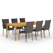 Tuinset 7-delig massief acaciahout bruin 200x90 cm