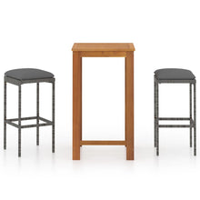 -Delige Tuinbarset Met Kussens 3 Grijs