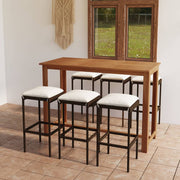 Tuinbarset 7-delig massief acaciahout poly rattan bruin