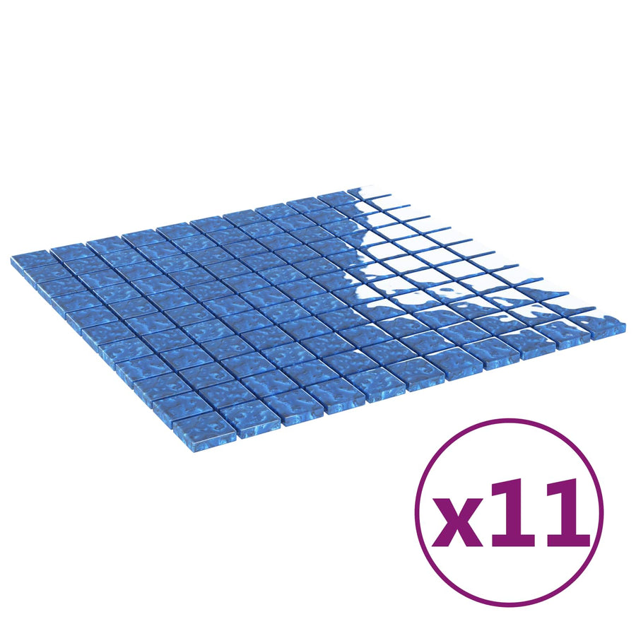 Mozaïek Tegel 11 pcs Blauw 50 x 50 cm Glas