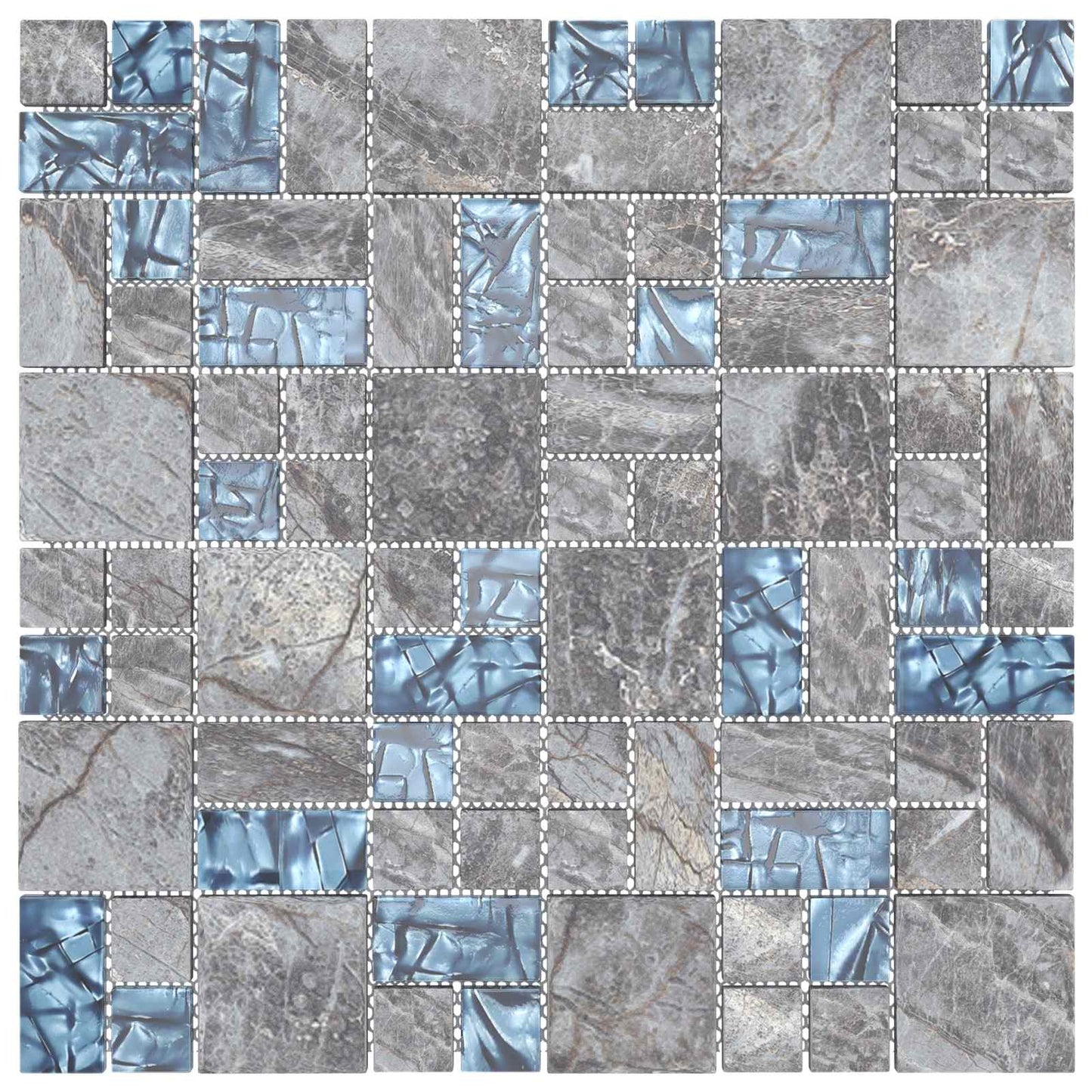 Mozaïek Tegel 22 pcs Grijs en Blauw 50 x 50 cm Glas