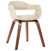 Eetkamerstoel gebogen hout kunstleer wit 49x51x70 cm