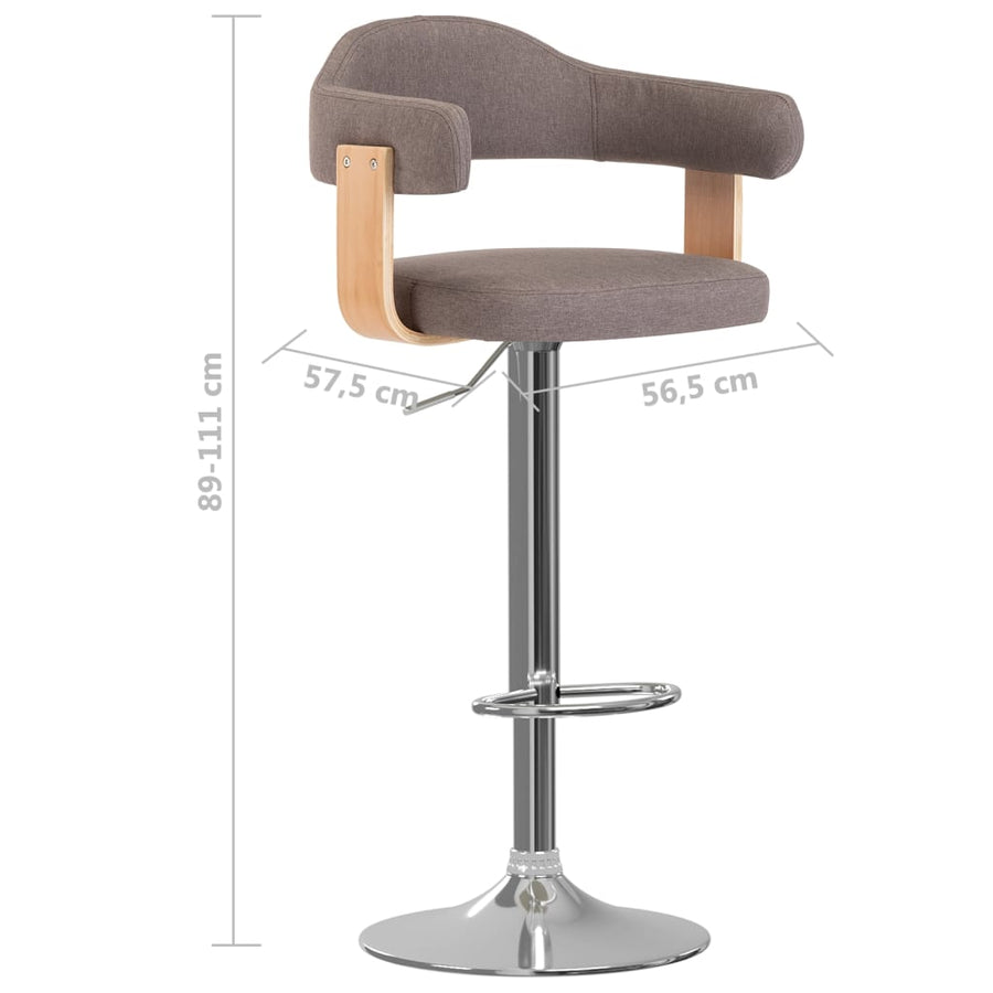 Barkrukken Gebogen Hout En Stof Taupe