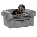 Dog sofa with drawer 75x50x38 cm plush grey