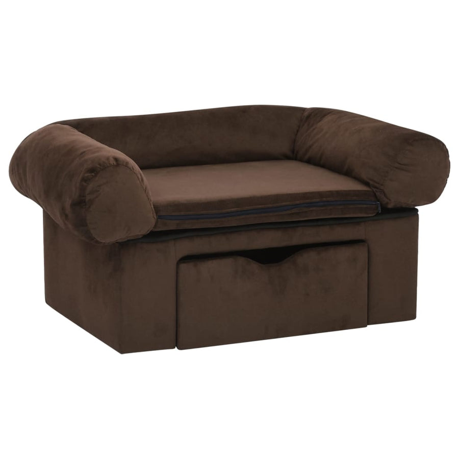 Hondenbank Met Lade 75X50X38 Cm Pluche Bruin
