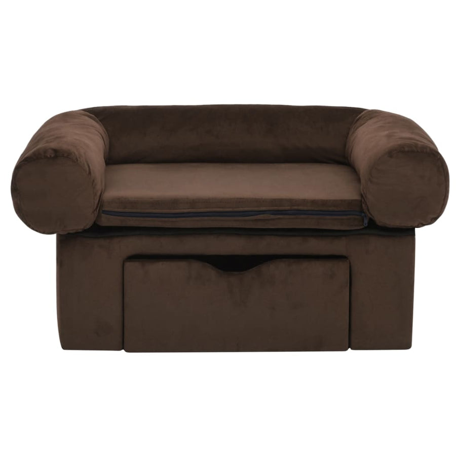 Hondenbank Met Lade 75X50X38 Cm Pluche Bruin