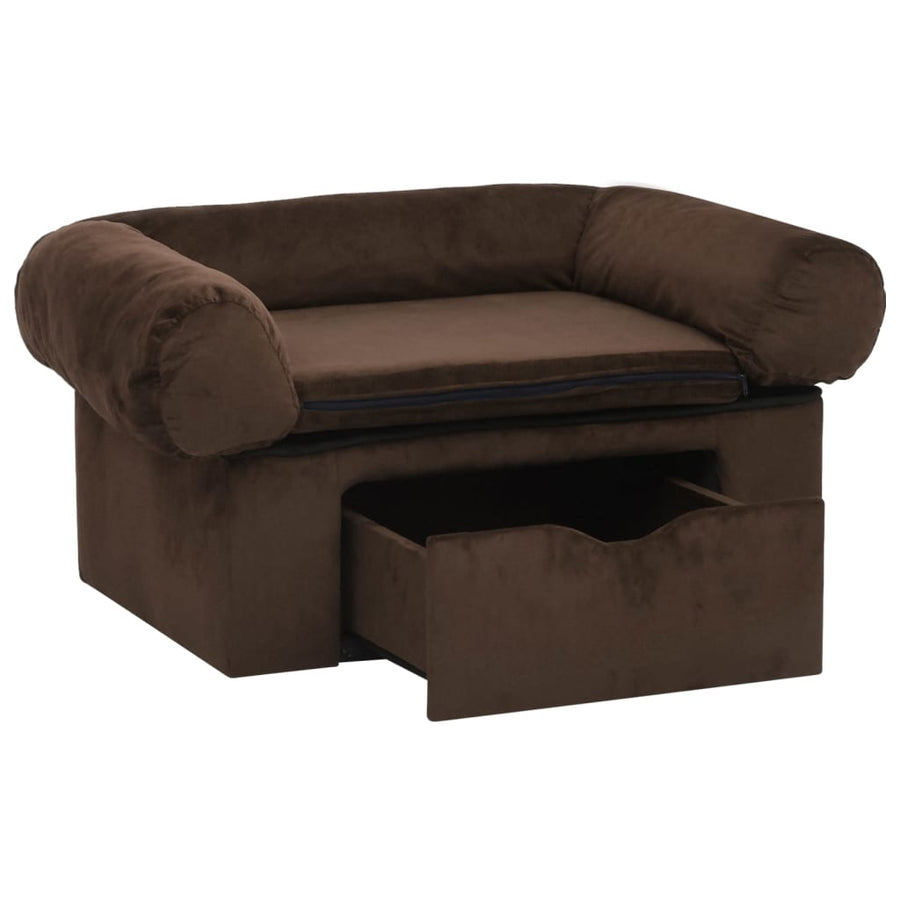 Hondenbank Met Lade 75X50X38 Cm Pluche Bruin