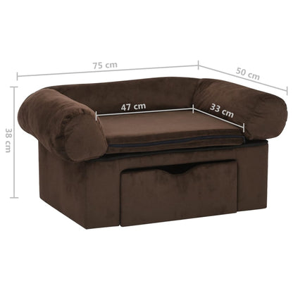 Hondenbank Met Lade 75X50X38 Cm Pluche Bruin