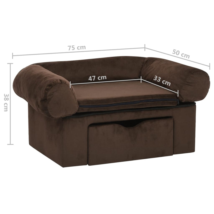 Hondenbank Met Lade 75X50X38 Cm Pluche Bruin