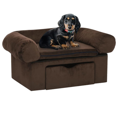 Hondenbank Met Lade 75X50X38 Cm Pluche Bruin