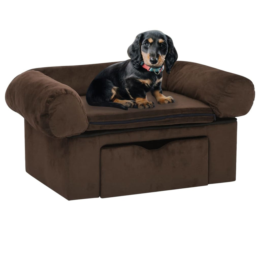 Hondenbank Met Lade 75X50X38 Cm Pluche Bruin