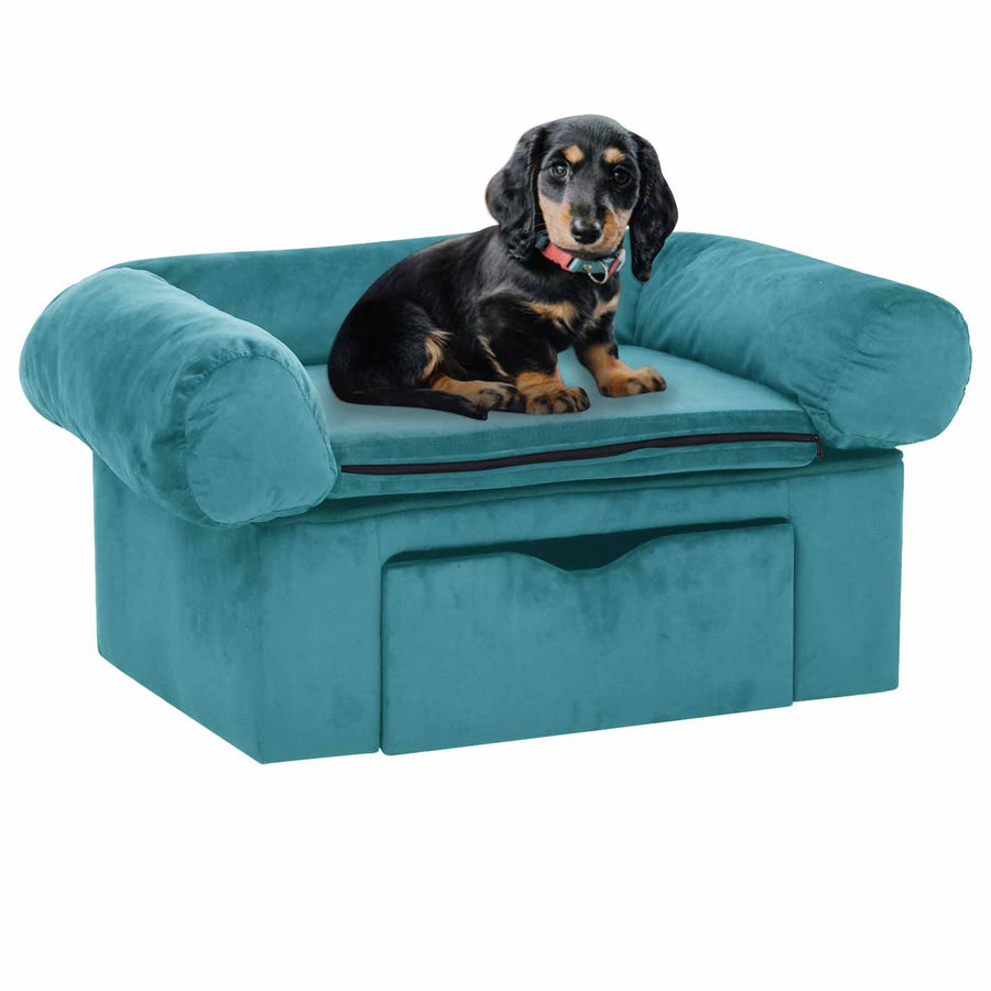 Hondenbank met opslag Turquoise 75 x 50 x 38cm Pluche