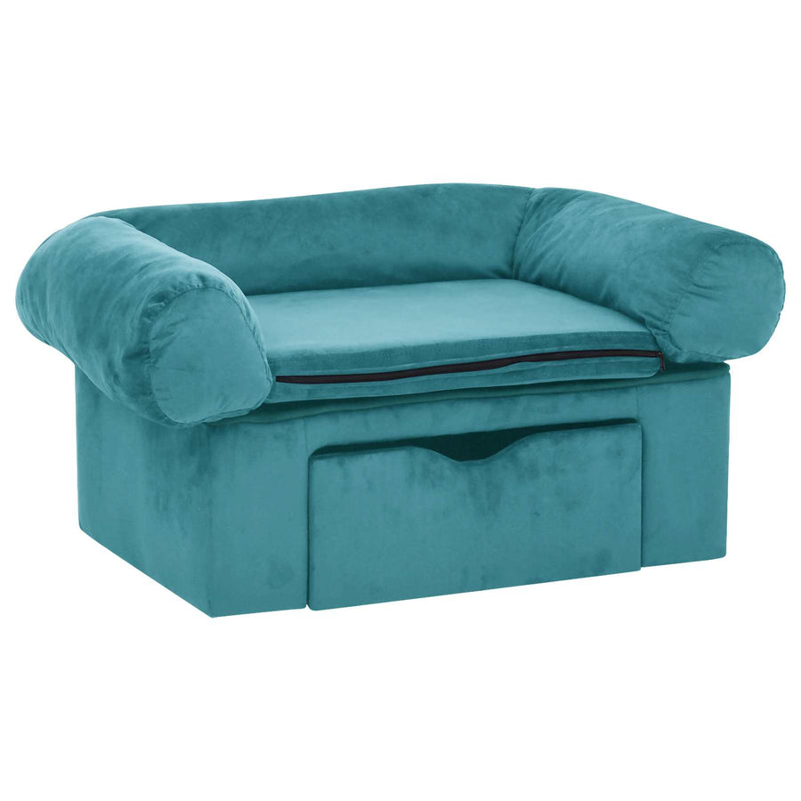 Hondenbank met opslag Turquoise 75 x 50 x 38cm Pluche