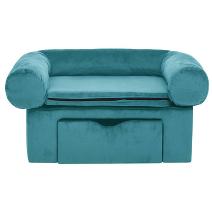 Hondenbank met opslag Turquoise 75 x 50 x 38cm Pluche