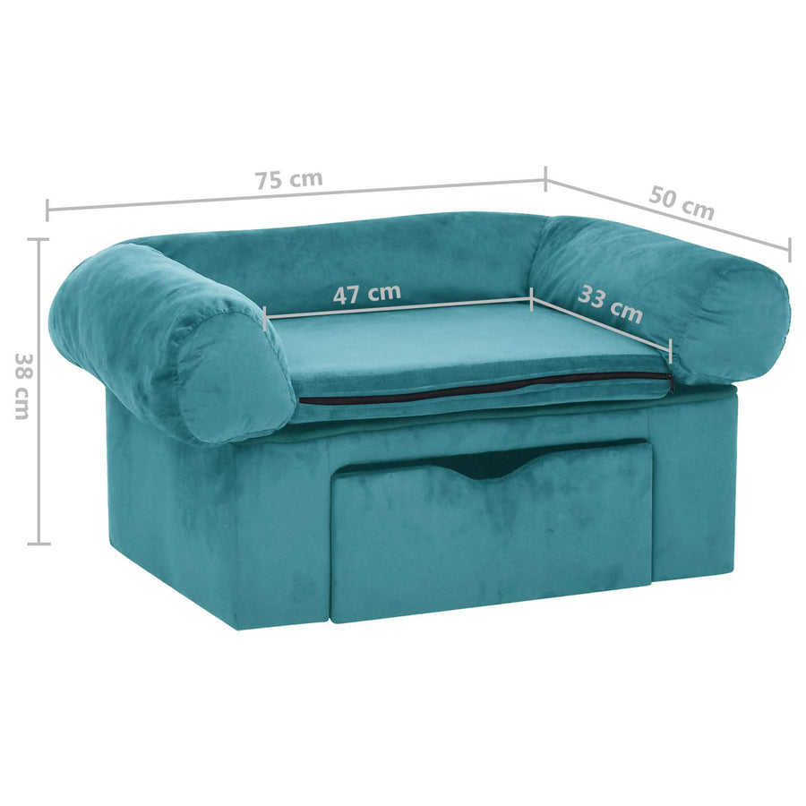 Hondenbank met opslag Turquoise 75 x 50 x 38cm Pluche
