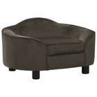 Hondenbank 67x47x36 cm pluche massief grenenhout donkergrijs