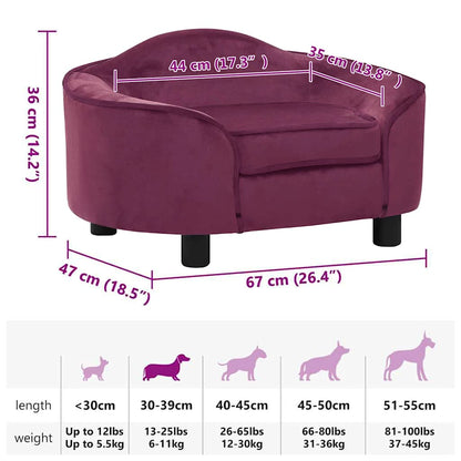 Hondenbank 67x47x36 cm pluche bordeauxrood