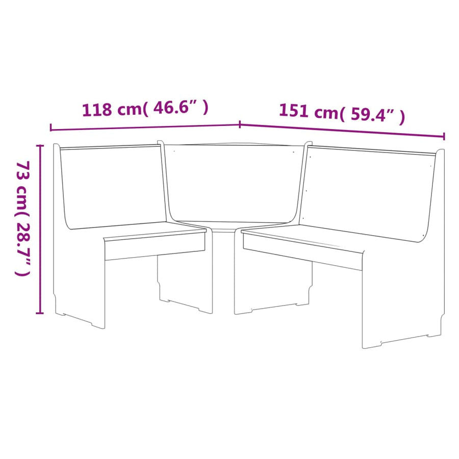 Hoekbank 151 Cm Massief Grenenhout Honingbruin