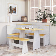 Hoekbank 151 cm massief grenenhout honingbruin wit