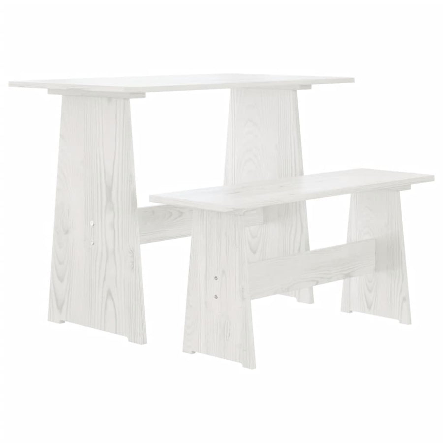 Eettafel Met Bankje Massief Grenenhout Wit