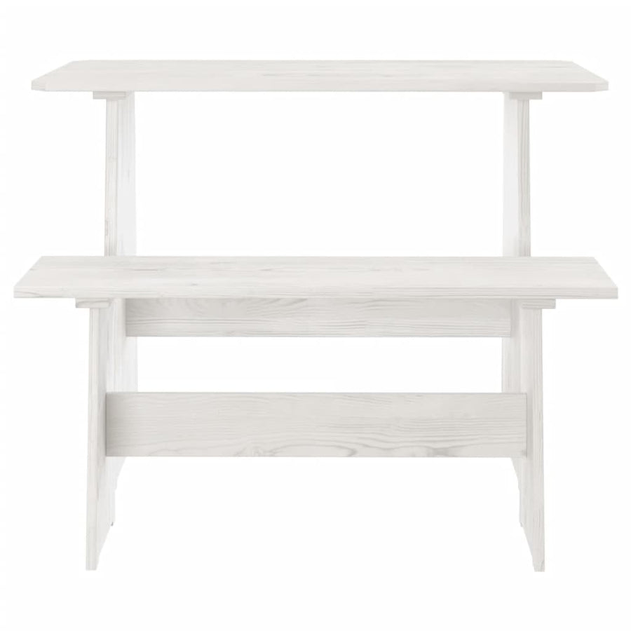 Eettafel Met Bankje Massief Grenenhout Wit