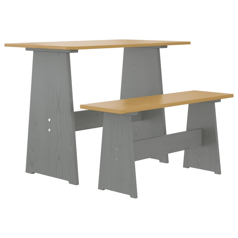 Eettafel Met Bankje Reine Massief Grenenhout & honingbruin en grijs