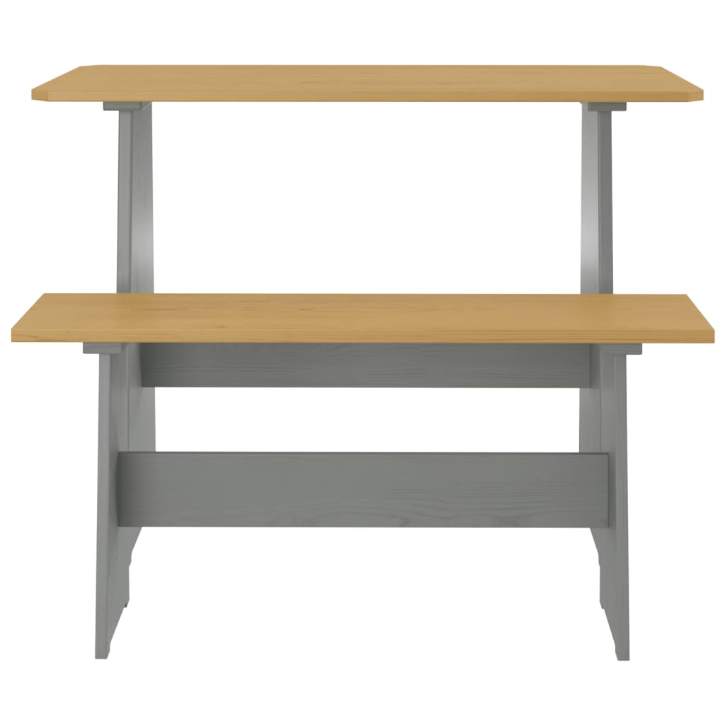 Eettafel Met Bankje Reine Massief Grenenhout & honingbruin en grijs