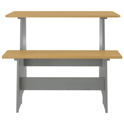 Eettafel Met Bankje Reine Massief Grenenhout & honingbruin en grijs