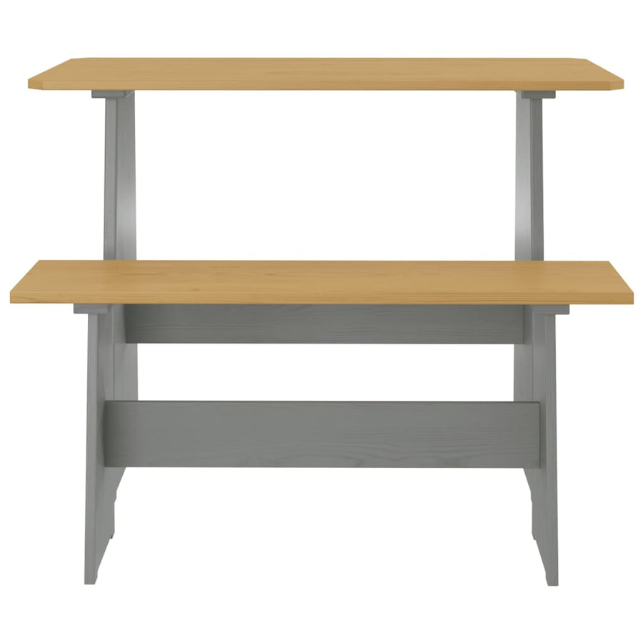 Eettafel Met Bankje Reine Massief Grenenhout & honingbruin en grijs
